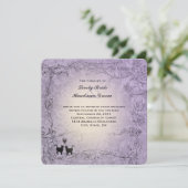 Cat Lovers Square Verzierter Lavendel Vintage Hoch Einladung (Stehend Vorderseite)