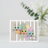 Cat Lovers "Three Amigos" Cat Art Postkarte (Stehend Vorderseite)
