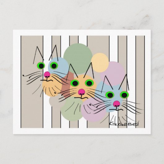 Cat Lovers "Three Amigos" Cat Art Postkarte (Vorderseite)