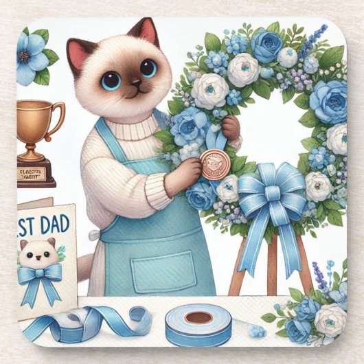 Cat Lovers Vatertag Wünsche für Katzen-Vater Getränkeuntersetzer (Vorderseite)