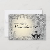 Cat Lovers Verziert Graue und goldene UAWG RSVP Karte (Rückseite)