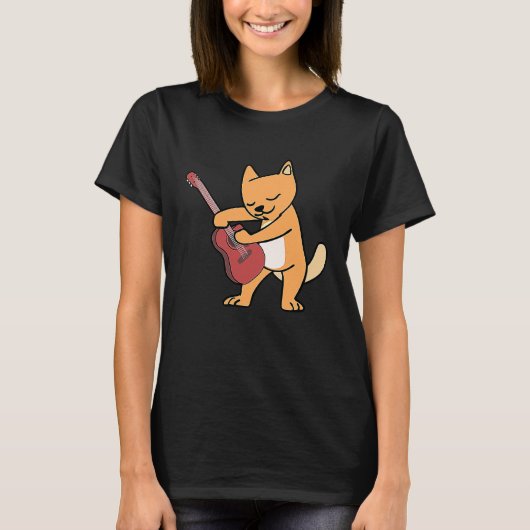 Cat Loves Musical Instruments Plays Guitar T-Shirt (Vorderseite)