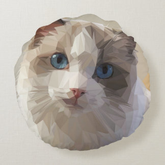 Cat Lowpoly Rundes Kissen