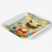 Cat Lunch Lady Serving Food Back to School Themed Pappteller (Gewinkelt)