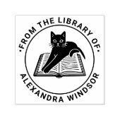 Cat Lying on open Book - Library Book Name Permastempel (Design)