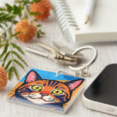 Cat, Mackerel, Domestic cat Schlüsselanhänger (Vorderseite rechts)