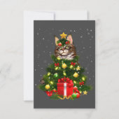 Cat Maine Coon Cat Xmas Tree Lights Cat Lover Ugly Dankeskarte (Vorderseite)