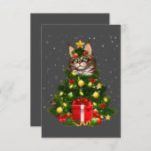 Cat Maine Coon Cat Xmas Tree Lights Cat Lover Ugly Dankeskarte (Vorne/Hinten)