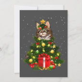 Cat Maine Coon Cat Xmas Tree Lights Cat Lover Ugly Einladung (Vorderseite)