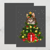 Cat Maine Coon Cat Xmas Tree Lights Cat Lover Ugly Einladung (Vorne/Hinten)