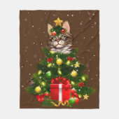 Cat Maine Coon Cat Xmas Tree Lights Cat Lover Ugly Fleecedecke (Vorderseite)