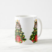 Cat Maine Coon Cat Xmas Tree Lights Cat Lover Ugly Kaffeetasse (VorderseiteRechts)