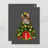 Cat Maine Coon Cat Xmas Tree Lights Cat Lover Ugly Postkarte (Vorne/Hinten)