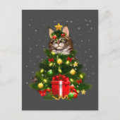 Cat Maine Coon Cat Xmas Tree Lights Cat Lover Ugly Postkarte (Vorderseite)