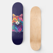 Cat Maine Coon Portrait Rainbow Colors Skateboard (Vorderseite)