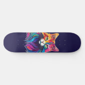 Cat Maine Coon Portrait Rainbow Colors Skateboard (Horizontal)