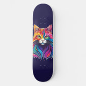 Cat Maine Coon Portrait Rainbow Colors Skateboard (Vorderseite)