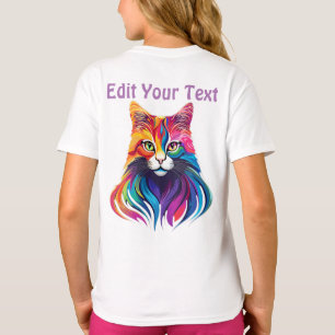 Cat Maine Coon Portrait Rainbow Colors T-Shirt