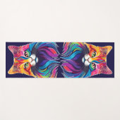 Cat Maine Coon Portrait Rainbow Colors Yogamatte (Vorderseite (Horizontal))