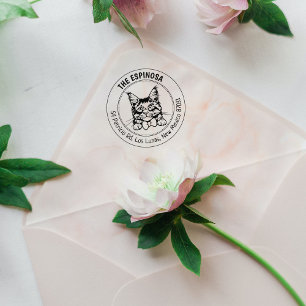 Cat Maine Coon Rücksendeadresse Gummistempel