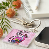 Cat Mama Abstrakt Whimsical Cat Kitty Art Schlüsselanhänger (Vorderseite rechts)