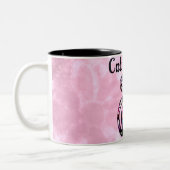 Cat Mama Abstrakt Whimsical Cat Kitty Art Zweifarbige Tasse (Links)