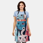 "Cat Mama" Abstrakte Vector Cats Blau Pink Schürze (Getragen)