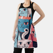 "Cat Mama" Abstrakte Vector Cats Blau Pink Schürze (InSitu)