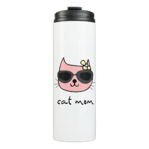 Cat Mama Cat Cartoon Mama Mama Geschenk Mama Carto Thermosbecher