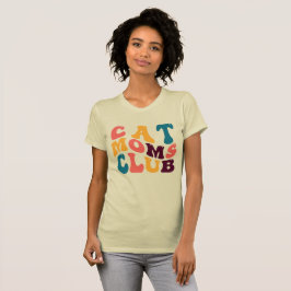 Cat Mama Club Groovy Retro Summer Vibes Sad Beige T-Shirt
