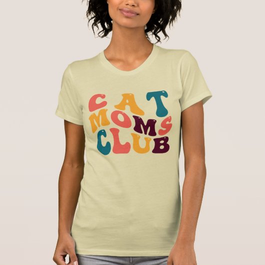 Cat Mama Club Groovy Retro Summer Vibes Sad Beige T-Shirt (Vorderseite)