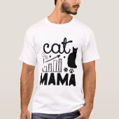 Cat Mama – Cute Kitty Silhouette & Doodle Style T-Shirt (Vorderseite)