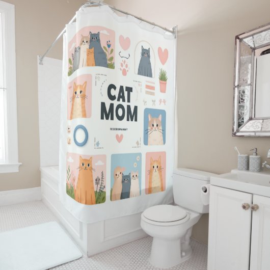 "Cat Mama" Duschvorhang mit Adorable Kittens (Beispiel)