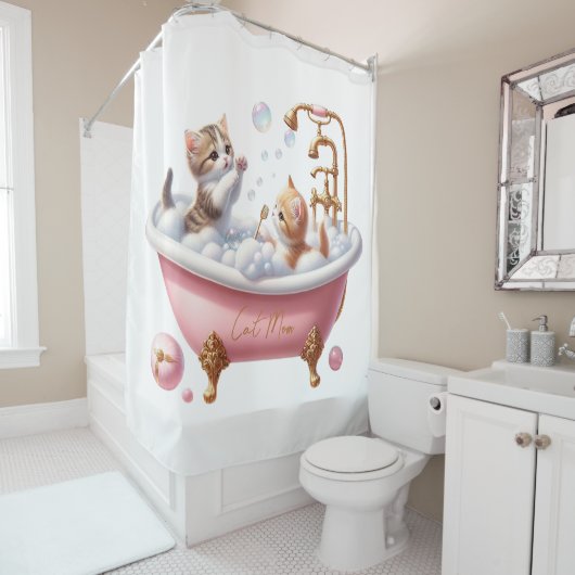 "Cat Mama" Duschvorhang mit Adorable Kittens (Beispiel)