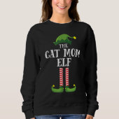 Cat Mama Elf Matching Familiengruppe Weihnachts-Pa Sweatshirt (Vorderseite)