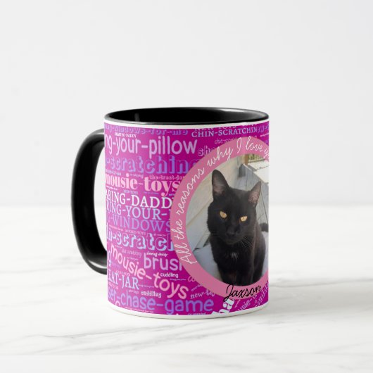 Cat Mama Foto Word Cloud Valentine Tasse (Vorderseite Links)