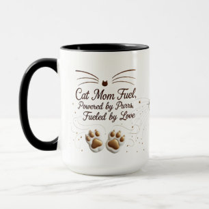 Cat Mama Fuel 15 oz Tasse - Paws & Liebe Powered C