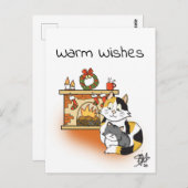 Cat Mama Gemütlicher Weihnachtskamin Postkarte (Vorne/Hinten)
