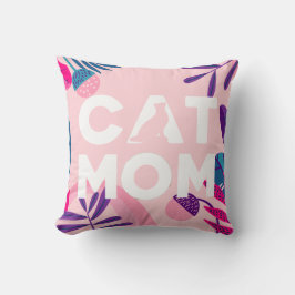 CAT-MAMA, Ihr Cat-Foto, rosa Blume und Blätter Kissen