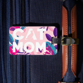 CAT-MAMA, Ihr Foto, rosa Blume und Blätter Gepäck Gepäckanhänger