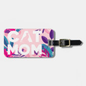 CAT-MAMA, Ihr Foto, rosa Blume und Blätter Gepäck Gepäckanhänger (Vorderseite horizontal)