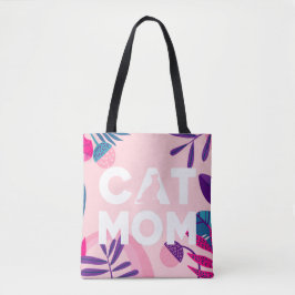 CAT-MAMA, Ihr Foto, rosa Blume und Blätter Tasche
