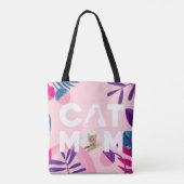 CAT-MAMA, Ihr Foto, rosa Blume und Blätter Tasche (Rückseite)