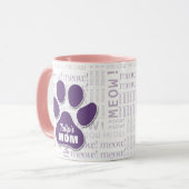 Cat Mama Lila Paw Print mit Cat's Name Tasse (Vorderseite Links)