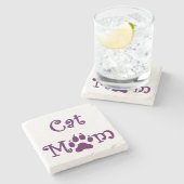 Cat Mama, Lila, Untersetzer, Muttertag Steinuntersetzer (Seitenansicht)