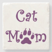 Cat Mama, Lila, Untersetzer, Muttertag Steinuntersetzer (Vorderseite)