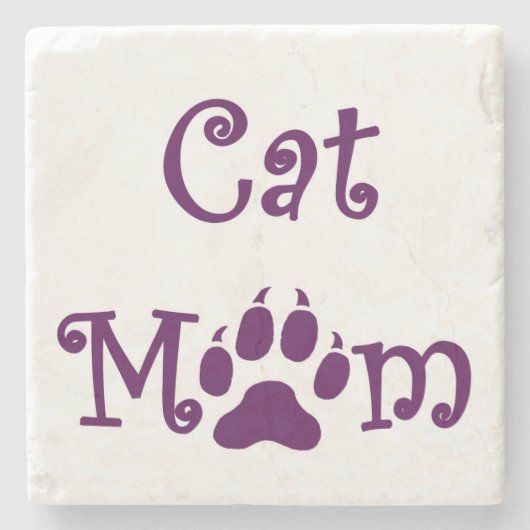 Cat Mama, Lila, Untersetzer, Muttertag Steinuntersetzer (Vorderseite)