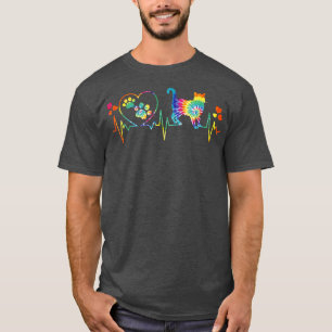 Cat Mama Mama Vater Heartbeat Gefärbte Krawatte Ti T-Shirt