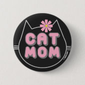 CAT-MAMA mit rosa Blume Button (Vorderseite)