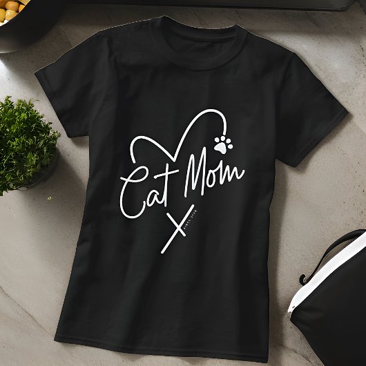 Cat Mama Moderne spielerische Herz-und Fun Typogra T-Shirt